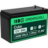 Green Cell Batteria AGM 12V 9Ah ricaricabile sigillata VRLA | Per UPS, allarmi, giocattoli elettrici, impianti solari, scooter, backup e uso ciclico senza manutenzione
