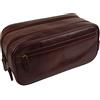 Luchiano Visconti Visconti, Monza Travel Veg Tan, elegante beauty-case da uomo in pelle di alta qualità Nero Brown