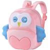 HAHASHOW Zainetto Asilo Bambino 2-4 Anni Zaino Asilo Bimba e Bimbo in Peluche con Design Animali Carini per Asilo e Viaggi (Gufo rosa)