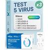 medicinadellavoro.com 3 x Test Combo 5in1, Tamponi rapido covid 19 varianti 2025 + Influenza A o B + Virus RSV Sinciziale + Virus ADV Virus respiratorio Adenovirus, Test rapido Adulti e bambini, 3 pz