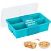 Defresit Contenitore in Silicone per Freezer - 4 Scomparti da 250 ml con Coperchio e Scala, Contenitore per Congelare Zuppe e Brodo, Meal Prep Silicone Freezer Container - Blu