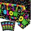 TJYJOY 4 pezzi monouso luce al neon tovaglia lascia brillare tovaglie luminose partito tovaglia impermeabile colorata Splash Graffiti tovaglia per bagliore tema compleanno feste decorazioni 130 x 220 cm
