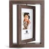 GZRXIOUS Cornice Foto in Legno, Cornici Foto Personalizzata Girevole 360° Porta Foto da Tavola, Cornice 10x15 per 2 Fotografie, Portafoto per Matrimoni, Cartoline, Famiglia, Scrivania E Ufficio (Marrone)