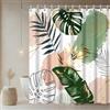 Uiiooazy Tenda Doccia Antimuffa, Tenda da Doccia 180x200cm Rosa Boho Style Tropicale Foglie di Palma Turchese Giungla Tende da Bagno Tessuto Lavabile Impermeabile Tende Vasca da Bagno con 12 Anelli