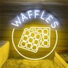 DAKABUKA Segno al Neon WAFFLES Golden Waffle Luce LED al Neon USB Regolabile Retro Illuminazione Rapida per Cucina, Ristorante, Caffè Bar, Diner, Panetteria Casa dei Dessert