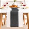 DakTou Runner Grigio Scuro Ampie Strisce in Cotone e Lino 40x120cm, Runner Centro Tavola in Stile Campagnolo e Rurale Moderno, Tovaglia Rettangolare per Tavolo da Pranzo Credenza Mobile Tv Comodino Ecc