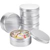 BENECREAT 5 Pack 250ml Lattina di Alluminio Scatola Rotonda in Alluminio con Tappo a Vite Contenitori in Metallo - Ideale per Conservare Spezie, Dolci, tè o Pillole (Platino)