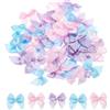 QUARKZMAN 60Pz Fiocchetti Blu/Rosa Chiaro/Viola Chiaro con Perle 1 Mini Fiocco di Nastro Raso Multicolori Piccoli Applicazioni per Regalo DIY Capelli Cucito Festa Decorazione Natalizi