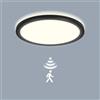 LEZOE Lámpara LED de techo con detector de movimiento, 18W 2000 lm, radar, sensor de movimiento, 3000K/4000K/6500K lámpara con sensor para baño, garaje, escaleras, sótano Ø22X2.5CM nero