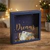 MIJOMA Salvadanaio in legno con frontale in vetro - cornice decorativa per regali di denaro per matrimonio, compleanno, viaggio e altro - creativa scatola per soldi (Dreams - blu scuro, 20 x 20 x 5 cm