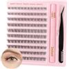 Poiuyoiu Ciglia Finte Ciuffetti Naturali Kit Extension Ciglia Professionali Fascia Trasparente Lash Clusters Fake Eyelashes Sottili Bond e Seal Ciglia Set Ciglia Finte Extension Fai Da Te