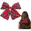 Miaija Fermaglio per capelli con fiocco in tartan rosso, con fiocco scozzese, accessori per capelli alla moda da donna, 1 pezzo (confezione da 1)