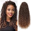 hair beauty Faux Locs Curly Boho Braid Hair - extension per trecce a crochet capelli dall' aspetto naturale Kanekalon - 120 ciocche 400 grammi divisi in 5 pezzi + 3 accessori in omaggio (T30, 35cm 14)