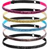 HJZHII 5 fasce per capelli da corsa glitterate, elastiche e lucide, da donna, regolabili, elastiche, scintillanti, accessori per capelli, antiscivolo, per ragazze, bomboniere, yoga, atleta