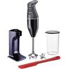 bamix Set frullatore a immersione EO180 CLASSIC PLUS incl. supporto, 1 bicchiere, 1 lama multiuso, spatola, 180 watt, Made in Switzerland, nero/bianco
