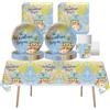 Fuwraixis Viaggi Stoviglie per feste, 61 pezzi Esploratore Stoviglie per compleanni per bambini, Mappa del mondo Set di piatti di carta per feste, Compresi bicchieri, tovaglioli e tovaglie