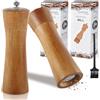 Gykutix Set di 2 Macinapepe Manuale in Legno, 6,5 Pollici Macina Sale e Pepe Regolabile con Spazzola di Pulizia Inclusa, Macina Pepe per Spezie come Cumino, Sesamo, Pepe