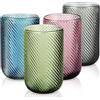 Joeyan 41cl Multicolore Bicchieri da Acqua e Vino in Vetro Moderni,Set di 4 | Tumbler con Costolature Rilievo Per Acqua Gassata,Aperitivo,Succo e Bibite, Lavabile in Lavastoviglie (Verde Rosa Blu Grigio)