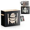 Mihoho Ceppo Portacoltelli Universale Legno, portacoltelli in legno/organizzatore per coltelli, contenitore unico per coltelli da banco con base antiscivolo (nero A)