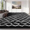Sour Lemon Tappeto Salotto Pelo Lungo a Righe, Tappeto Camera da Letto Antiscivolo Lavabile, Grande Tappeto Shaggy Morbido Moderno per Soggiorno e Cameretta Bambini, bianco e nero, 120x160 cm