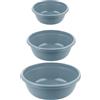 BORNSHINE Set di 3 Bacinelle Rotonde in Plastica senza BPA - Bacinella Bucato 5L, 7,5L e 10,5L - Bacinella Grande e Catino per Bucato - Contenitore Multiuso per Lavaggio, Pulizia e Giardino (blu-grigio)