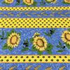 Kt KILOtela - Tessuto arredo stampato - Biancheria da letto - Scampolo: 300 cm lunghezza x 270 cm larghezza | Provenzale. Girasoli e olive, blu