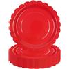 DHAIQC 50 piatti di carta rossi da 23 cm, piatti per feste smerlati monouso, per torte, dessert e cene, per decorazioni di compleanno, festa per bambini, matrimonio (rosso, 23 cm)