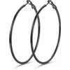 GoldChic Orecchini a Cerchio Donna 60mm Cerchi Donna Orecchini Cerchio Grandi in Acciaio Inossidabile Nero Confezione Regalo