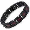 RainSo Bracciale da uomo in legno - nero rosso metallo e design in legno | bracciale magnetico in acciaio inox da uomo | gioiello alla moda con strumento di misura regolabile e scatola regalo di lusso