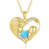 FANCIME Collana in oro con pietra portafortuna per mamma e figlio, collana con cuore e scritta I Love You Mom, regalo per la festa della mamma, gioielli per la nonna, mamma, moglie, 40,6 cm + 5,1 cm,