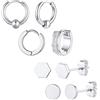 Richsteel Argento Nero Oro Orecchini Punk Hiphop OrecchiniSet di 4/6 Paia di Combinazioni Varie Forme Abbordabili in Acciaio Inox Impermeabile e Antiallergico Regalo Compleanno