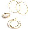 FOCALOOK Set di Orecchini Cerchio Donna Oro 3 Paia - Acciaio Inossidabile Placcato Oro 30/50/70mm - Orecchini Acciaio Cerchio