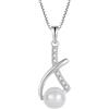 FJ Collana Perla Argento Sterling 925 Gioielli Regali per Donne Moglie Mamma
