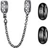 Doyafer 925 Sterling Black Stopper Charms Safety Chain Set Black Silicone Charm Bead Chain Per Bracciali Donne Perline Amici Regalo Di Famiglia