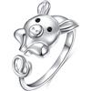 Flyow - Anelli in argento Sterling 925, ipoallergenici, con tartaruga, rana/maiale/panda e animali da panda, regolabile, per donne e ragazze, 13.5, cod. Flyow-Animal Ring