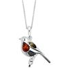 Kiara Jewellery Collana con ciondolo a forma di pettirosso in argento Sterling 925 con inserto in ambra baltica multicolore, su catenina in argento Sterling da 45,7 cm.