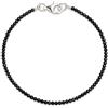 I-be 506602/si/18,5 - Bracciale in spinello nero dai riflessi argentati, Ø 2 mm, chiusura a moschettone in argento Sterling 925, lunghezza 18,5 cm, 506602/si/18,5