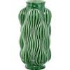 DRW Vaso da Pavimento con Forme a Righe in Ceramica Verde Lucido 38x20x20 cm