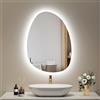 EMKE Specchio da bagno con illuminazione, 75 x 55 cm, specchio asimmetrico con touch, 3 colori di luce, dimmerabile, senza appannamento, specchio da bagno con illuminazione IP44, risparmio energetico