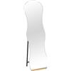 DRW Specchio da Terra Moderno a Forma di Metallo e Base in Legno 50x170x3 cm
