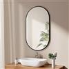 EMKE Specchio da bagno ovale, 60 x 100 cm, con cornice nera, ovale, orizzontale/verticale, colore nero, decorativo, HD da parete per bagno, corridoio