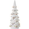 DRW Statuetta portacandele di Un Pino di Ceramica in Bianco e Oro 35x13x13 cm