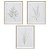 DRW Set di 3 Quadri Tela con Fiori in Grigio e Verde 40 x 50 x 3 cm