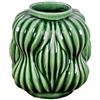DRW Vaso da Tavolo con Forme a Righe in Ceramica Verde Lucido 20x19x19 cm