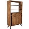 DRW Mobile d'ingresso con 2 cassetti e 2 Ante in Legno e Gambe in Metallo Naturale e Nero, 195 x 115 x 40 cm
