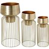 DRW Set di 3 vasi in Metallo in Oro 66 x 32 x 32 cm