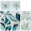 DRW Set di 5 Quadri Tela con Farfalle e Fiori in Blu e Verde 50 x 50 x 1,5 cm