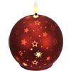 Flair Flower Candela a sfera a LED in vetro con motivo a stella e timer, 10 cm, candela a LED elettrica, luce bianca calda, decorazione per l'Avvento, ghirlanda di Natale, San Valentino, inodore, antigoccia, senza