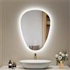 EMKE Specchio da bagno con illuminazione, 70 x 50 cm, specchio asimmetrico con touch, 3 colori di luce, dimmerabile, senza appannamento, specchio da bagno con illuminazione IP44, risparmio energetico