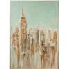 DRW Quadro Tela con Paesaggio Città in Blu, Beige e Giallo 110 x 160 x 4,4 cm